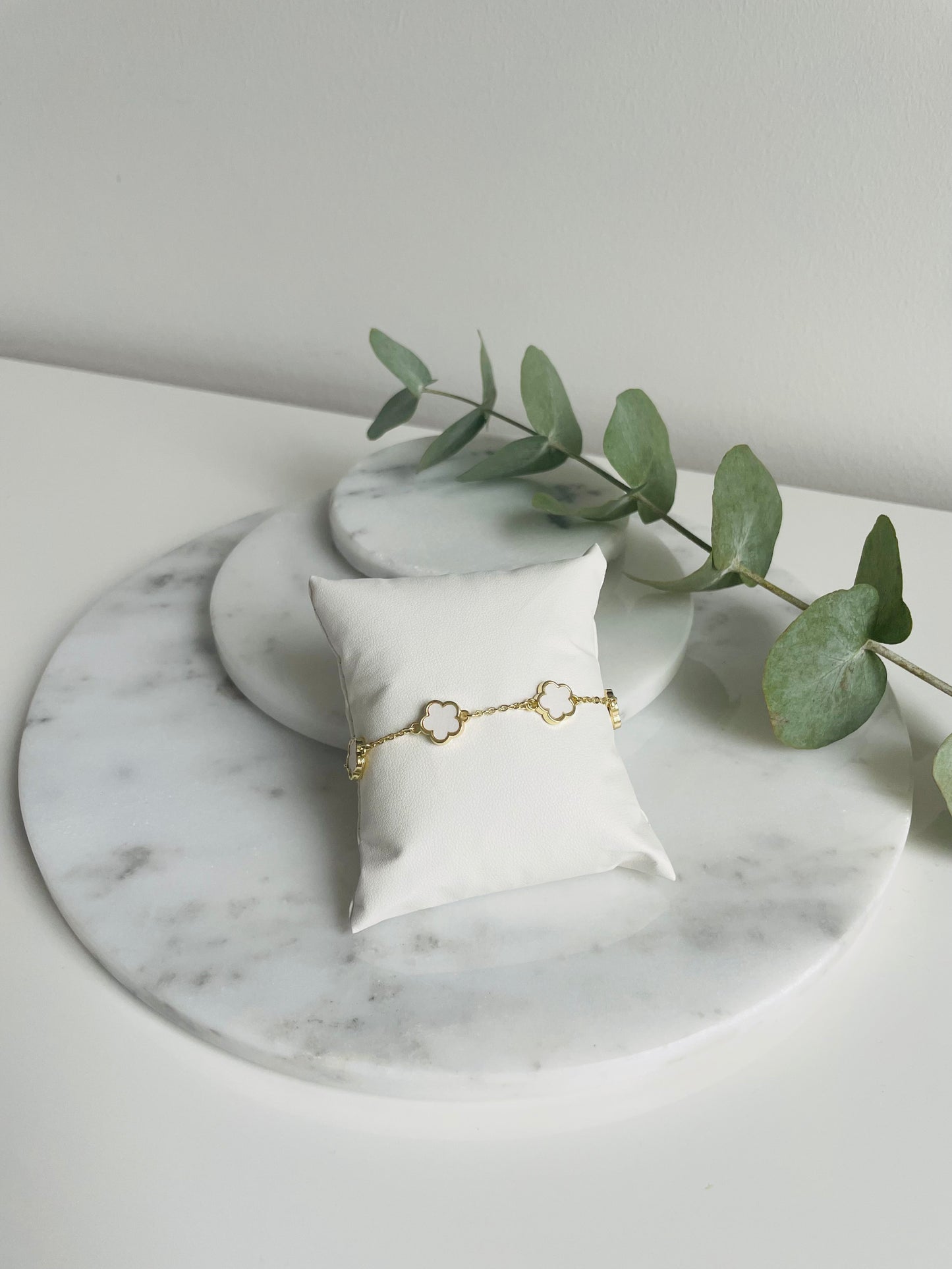 Shamrock Armband - Gold/Weiß